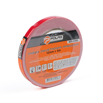 Taśma dwustronna Taśma klejąca Polax Specialized na podłożu piankowym 12 mm x 2 m (101-035)