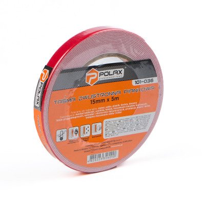 Taśma dwustronna Taśma klejąca Polax Specialized na podłożu piankowym 15 mm x 2 m (101-036)