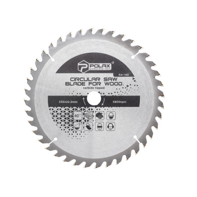 Brzeszczot Polax do drewna z końcówkami węglikowymi 230x22,2/20, 40T (54-140)