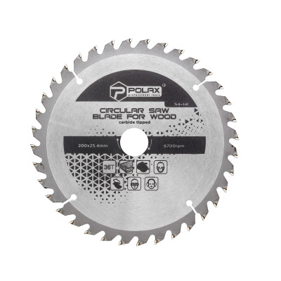 Brzeszczot Polax do drewna z końcówkami węglikowymi 200x25,4/20, 36T (54-141)