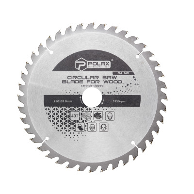 Brzeszczot Polax do drewna z końcówkami węglikowymi 250x32,0/30,0, 40T (54-148)
