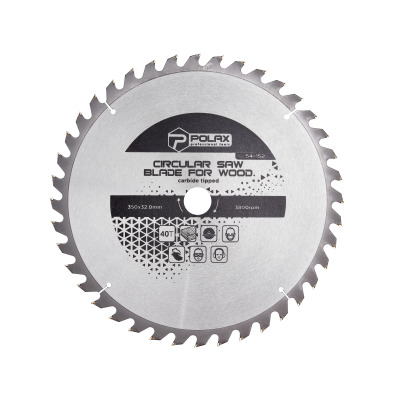 Brzeszczot Polax do drewna z końcówkami węglikowymi 350x32,0/30, 40T (54-152)