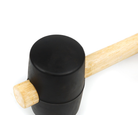 Młotek gumowy Polax z drewnianą rączką 60 mm 450 g Czarny (39-005)