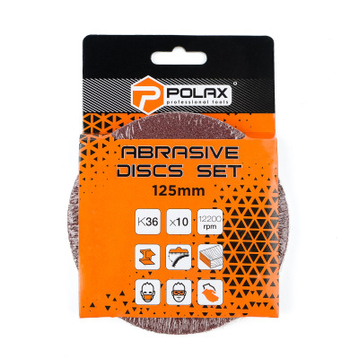 Ściernica Polax z rzepem, samozawieszająca do szlifierki kątowej, 125 mm, ziarno K36 (54-046)