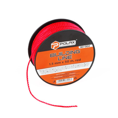 Sznur murarski Polax do prac budowlanych 1,5 mm x 50 m, czerwony (30-004)