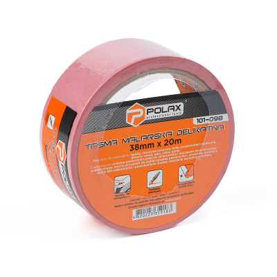 Malarska taśma klejąca Polax z papierem ryżowym Delikatna 38 mm x 20 m (101-098)