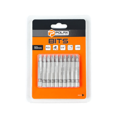 Bit stalowy Polax 50 mm PZ1 1/4", 10 szt. (51-080)