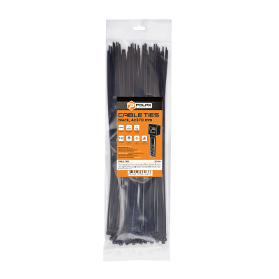 Zacisk plastikowy (opaska) Polax nylon 4 x 370mm, czarny 100 szt. (37-104)