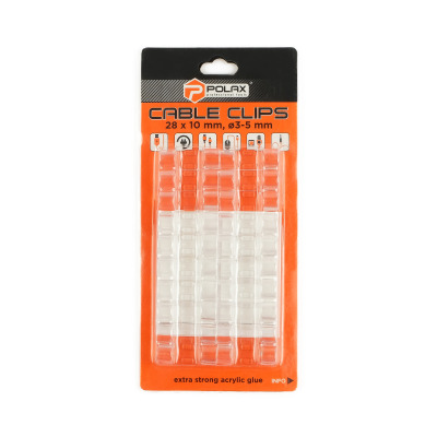 Klips kablowy Ø3-5 mm Polax samoprzylepny 28x10 mm, 20 szt. (37-172)