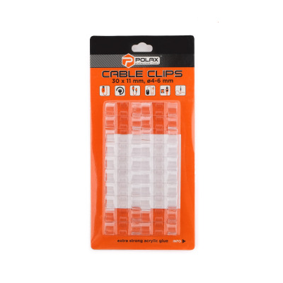 Klips kablowy Ø4-6 mm Polax samoprzylepny 30x11 mm, 20 szt. (37-173)