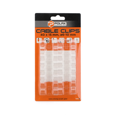 Klips kablowy Ø6-10 mm Polax samoprzylepny 40x15 mm, 16 szt. (37-175)