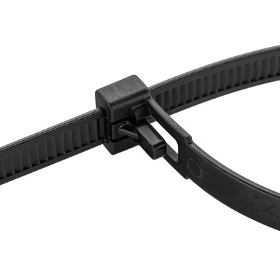 Opaska kablowa zaciskowa trytytki wielokrotnego użytku 8x250mm, czarny (100 szt/op) (37-177)
